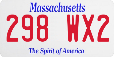 MA license plate 298WX2