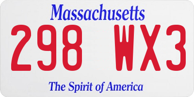 MA license plate 298WX3