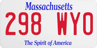 MA license plate 298WY0