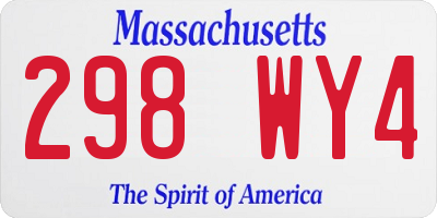 MA license plate 298WY4