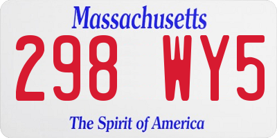 MA license plate 298WY5