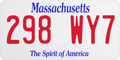 MA license plate 298WY7