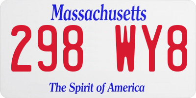 MA license plate 298WY8