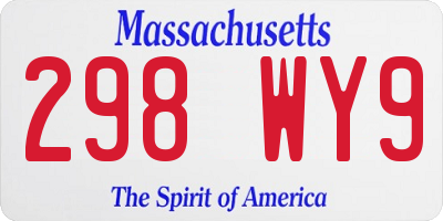 MA license plate 298WY9
