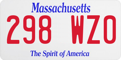 MA license plate 298WZ0