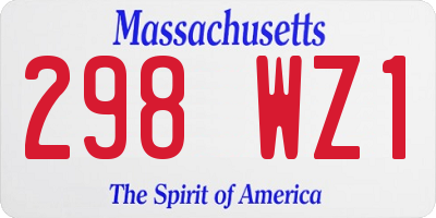 MA license plate 298WZ1
