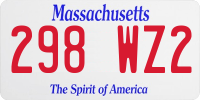 MA license plate 298WZ2