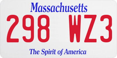 MA license plate 298WZ3