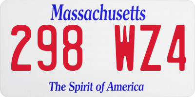 MA license plate 298WZ4