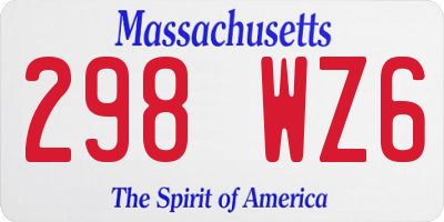 MA license plate 298WZ6