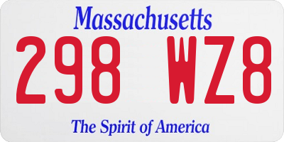 MA license plate 298WZ8