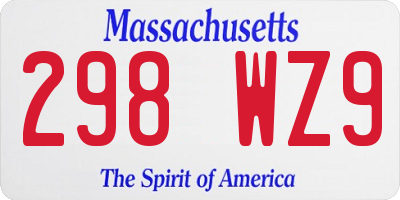 MA license plate 298WZ9