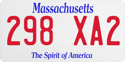 MA license plate 298XA2