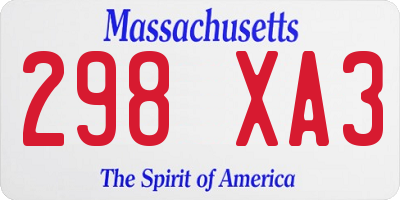 MA license plate 298XA3