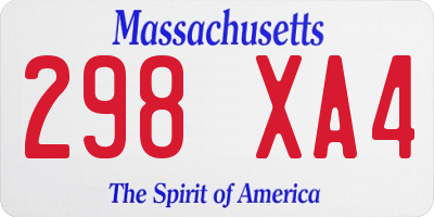 MA license plate 298XA4