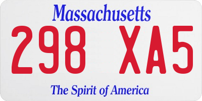 MA license plate 298XA5