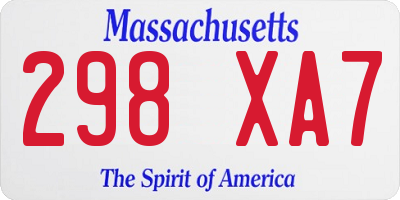 MA license plate 298XA7