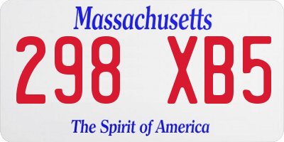 MA license plate 298XB5