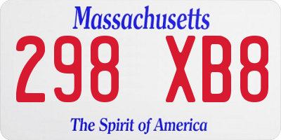 MA license plate 298XB8
