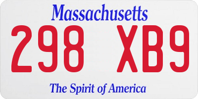 MA license plate 298XB9