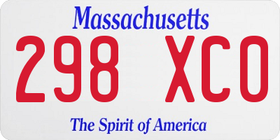 MA license plate 298XC0