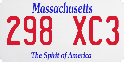 MA license plate 298XC3