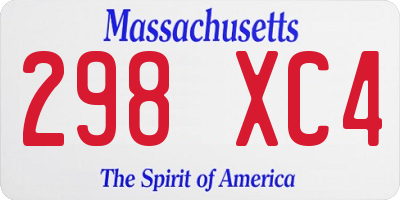 MA license plate 298XC4