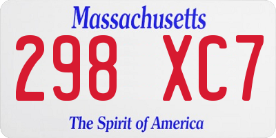 MA license plate 298XC7