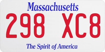 MA license plate 298XC8