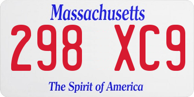 MA license plate 298XC9