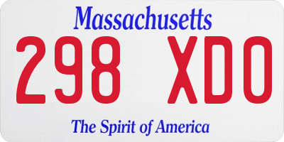 MA license plate 298XD0