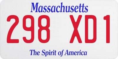 MA license plate 298XD1