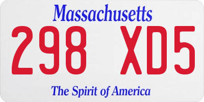 MA license plate 298XD5