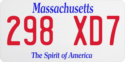 MA license plate 298XD7