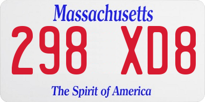 MA license plate 298XD8