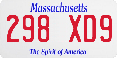 MA license plate 298XD9