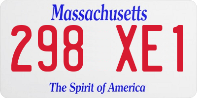 MA license plate 298XE1