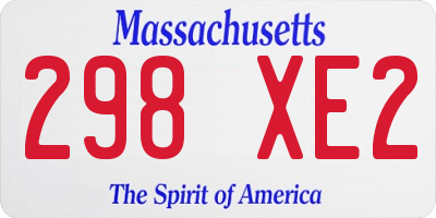 MA license plate 298XE2