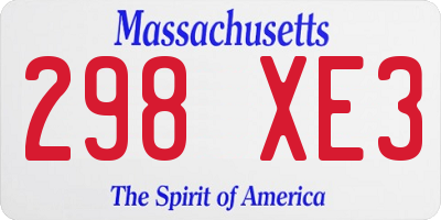 MA license plate 298XE3