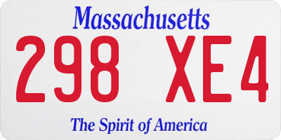 MA license plate 298XE4