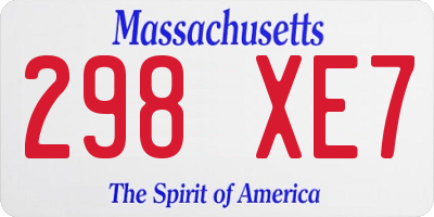 MA license plate 298XE7