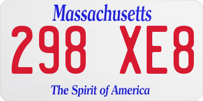 MA license plate 298XE8