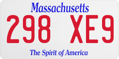 MA license plate 298XE9