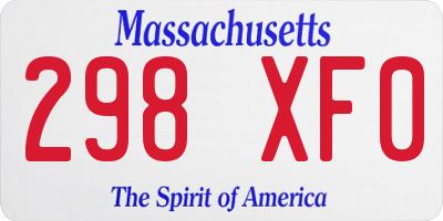 MA license plate 298XF0