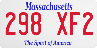 MA license plate 298XF2