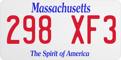 MA license plate 298XF3