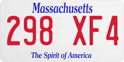 MA license plate 298XF4