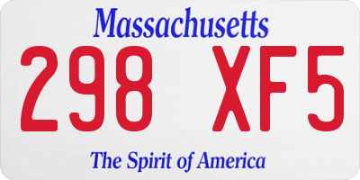 MA license plate 298XF5
