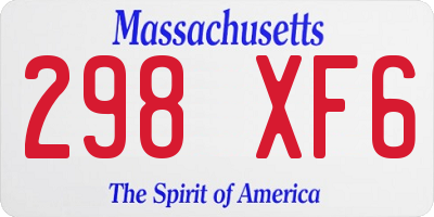 MA license plate 298XF6