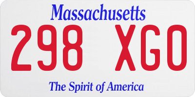 MA license plate 298XG0